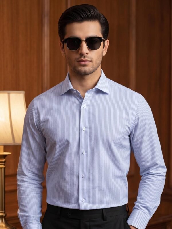 FS2968-4.jpg Blue & White Striped, Elite Edition, Cutaway Collar Men’s Formal Shirt (FS-2968)