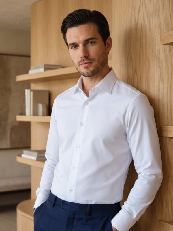 White, French Collar Men’s Formal Shirt (FS-2992)