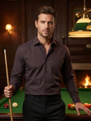 Dark Brown Plain, Cutaway Collar, Poplin Formal Shirt (FS-3002)