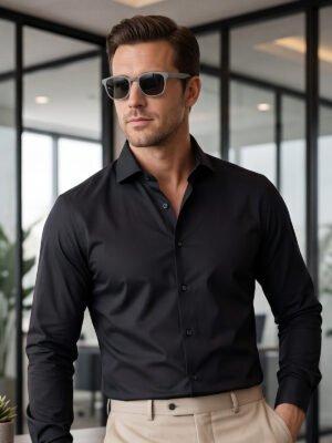 Balck Plain, Cutaway Collar, Poplin Formal Shirt (FS-3023)