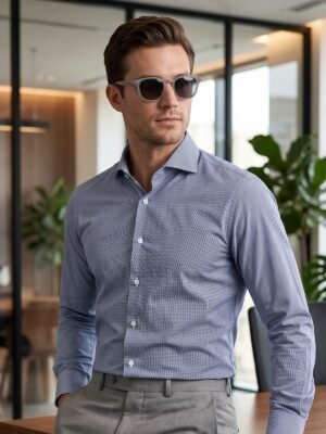 Blue Self, Cutaway Collar, Poplin Formal Shirt (FS-3024)