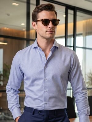 Light Blue Self, Cutaway Collar, Poplin Formal Shirt (FS-3025)
