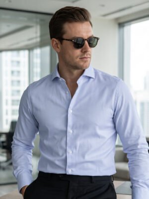 Sky Blue Self, Cutaway Collar, Poplin Formal Shirt (FS-3026)