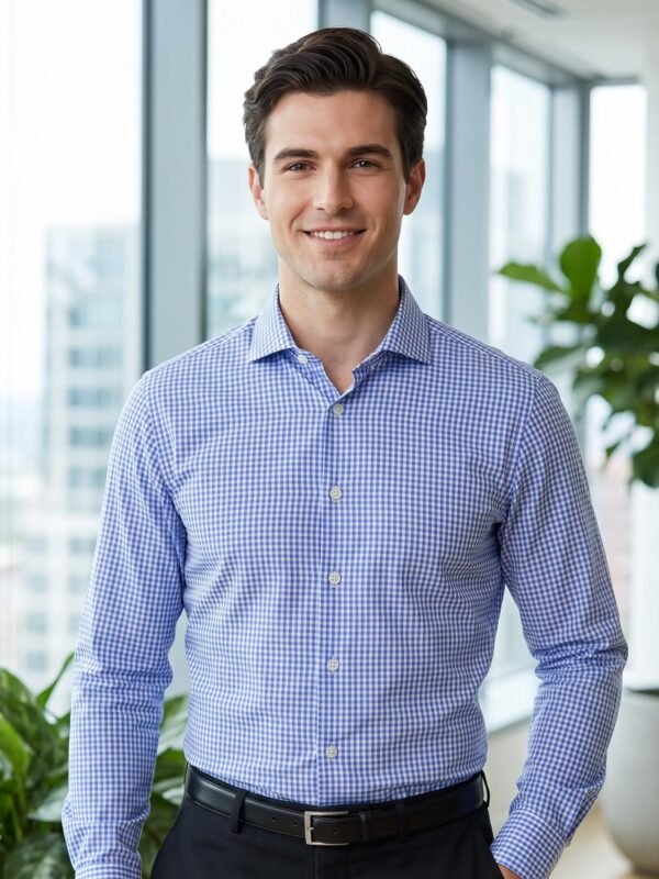 Blue Checkered, Cutaway Collar, Formal Shirt (FS-3030)