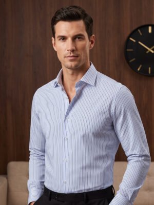Blue Striped, Elite Edition, Cutaway Collar Men’s Formal Shirt (FS-3032)