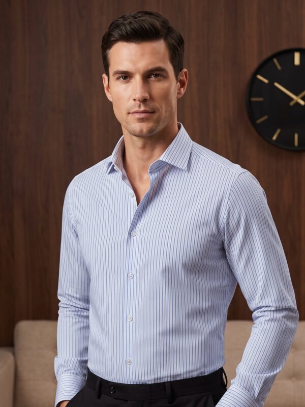 Blue Striped, Elite Edition, Cutaway Collar Men’s Formal Shirt (FS-3032)