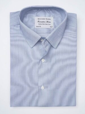 Blue Self Striped, Executive Series,French Collar Men’s Formal Shirt  (FS-850)
