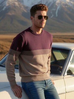 Maroon & Brown Full Sleeves Men's Sweater (FSCS-001)