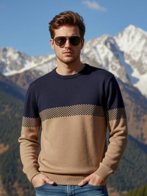 Teal & Brown Full Sleeves Men's Sweater (FSCS-002)
