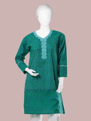 Teal Printed Womens Kurti (GFKU-2125)