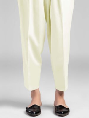 Cream Plain Women's Cotton Trouser (GFTR-002)