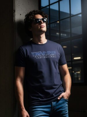 Navy Graphic Half Sleeves Men’s T-Shirt (GT-102)