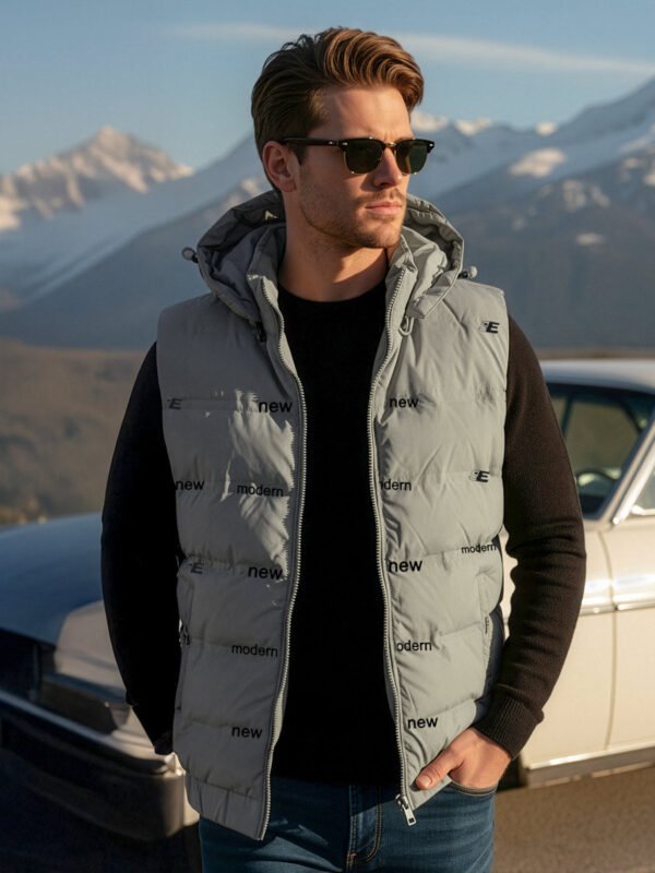 Olive Imported Sleeveless Hooded Puffer (PJ-076)