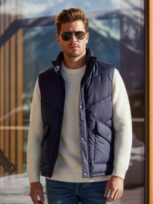 Navy Blue Imported Sleeveless Puffer (PJ-103)
