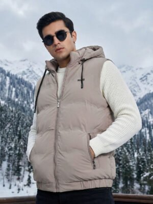 Fawn Imported Sleeveless Hooded Puffer (PJ-121)