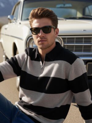 Black & Brown Full Sleeves Sweater (POLO-1108)