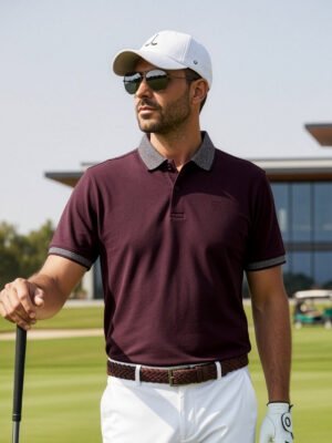 Maroon Jacquard  Polo T-Shirt (POLO-1115)