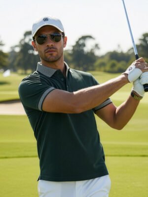 Green Jacquard Collar Polo T-Shirt (POLO-1119)