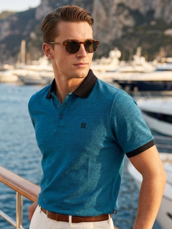 Dark Teal Bird Eye Polo T-Shirt (POLO-1166)