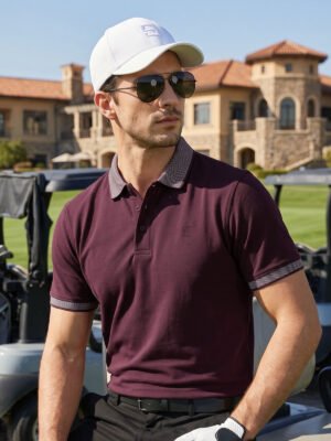 Maroon Jacquard  Polo T-Shirt (POLO-1186)