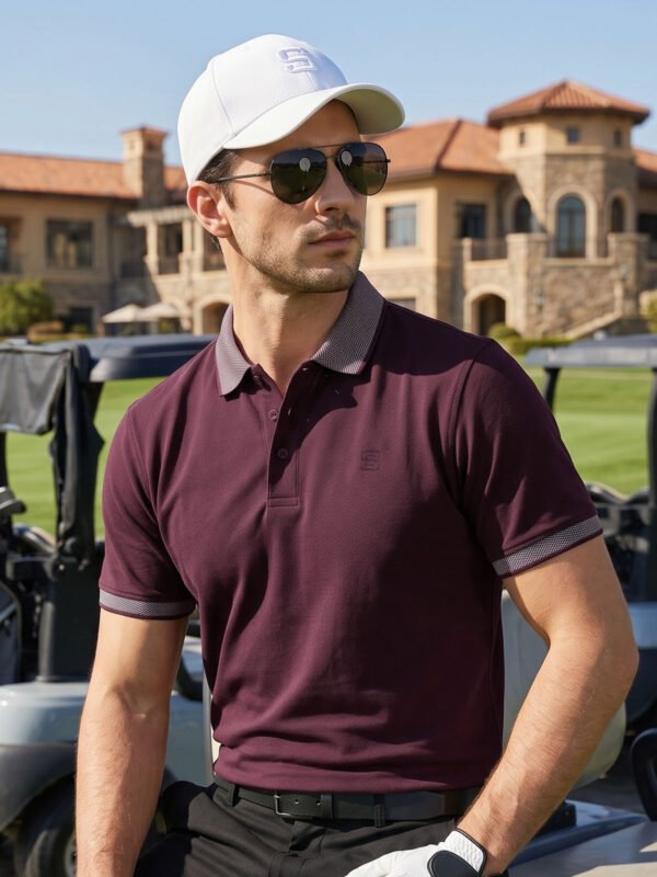 Maroon Jacquard  Polo T-Shirt (POLO-1186)