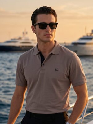 POLO1199-2.jpg Stone Half Sleeves Designer Polo T-Shirt (POLO-1199)
