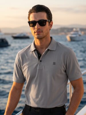 POLO1202-2.jpg Grey Half Sleeves Designer Polo T-Shirt (POLO-1202)