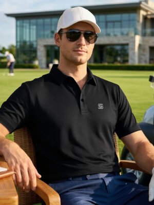 Black Nylon Spandex Polo (POLO-1204)