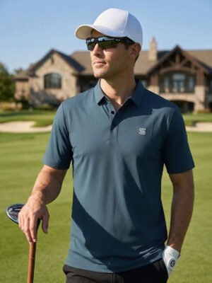 Persian Blue Nylon Spandex Polo (POLO-1209)