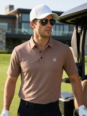Brown Nylon Spandex Polo (POLO-1213)