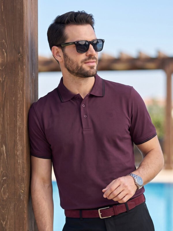 Maroon Contrast Tipping Polo T-Shirt (POLO-1218)