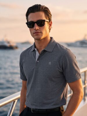 POLO1230-2.jpg Charcoal Designer Polo T-Shirt (POLO-1230)