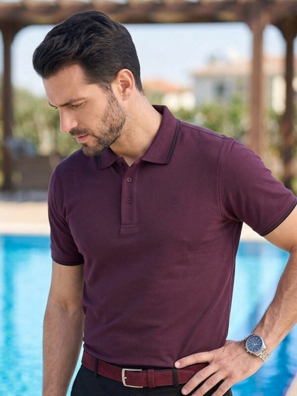 Maroon Contrast Tipping Polo T-Shirt (POLO-1273)