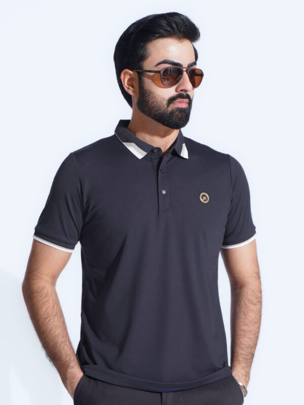 Navy Blue Nylon Spandex Polo (POLO-911)