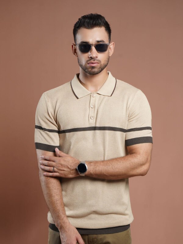 Coffee & Beige Sweater Knitted Polo (POLO-968)