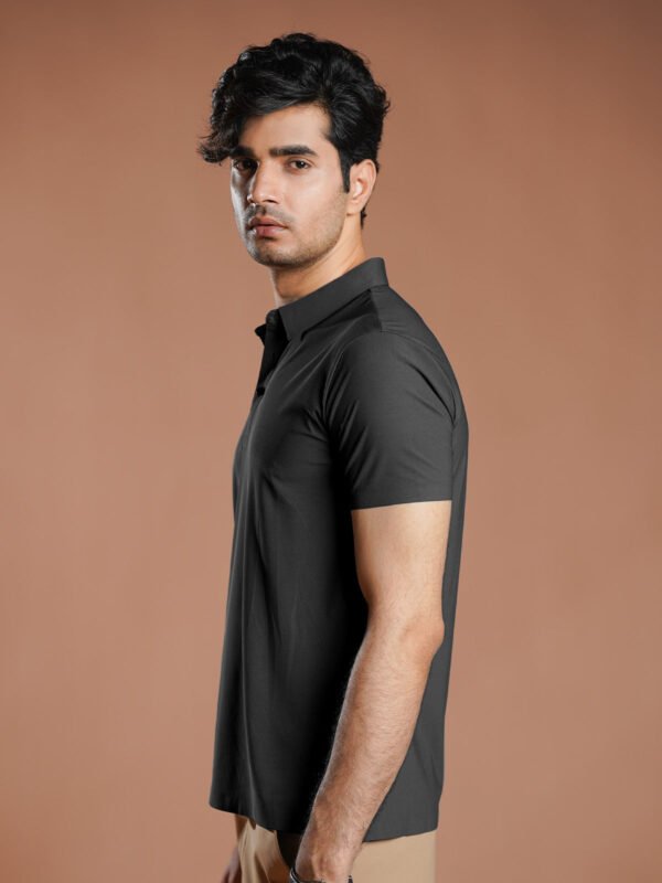 Black Nylon Spandex Polo (POLO-901)