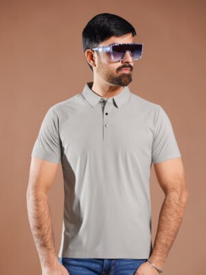 Light Grey Nylon Spandex Polo (POLO-992)