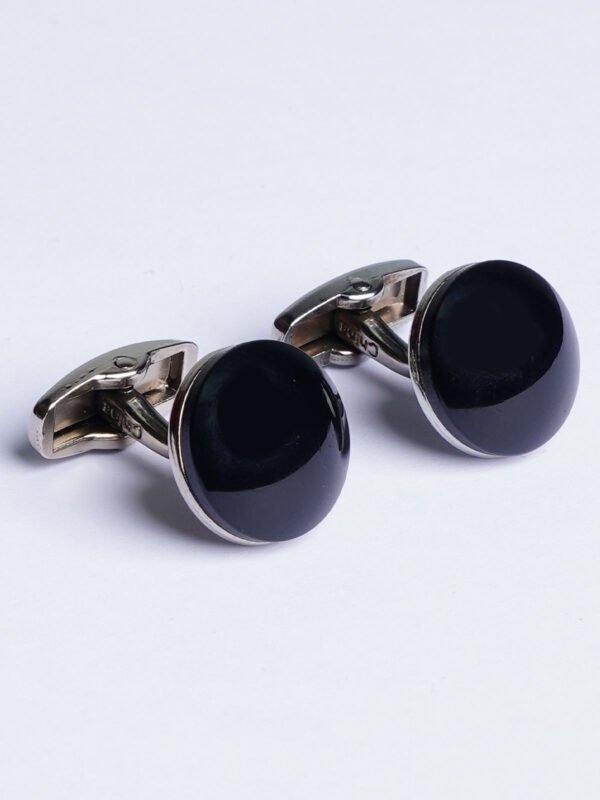 RoundBlackPlainCufflinks_CUFFLINKS-498_-1.jpg Round Black Plain Cufflink (CUFFLINK-498)
