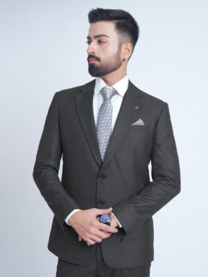Charcoal Grey Self Tailored Fit Two Piece Suit (SF-017)