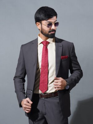Malaysia Grey Plain Tailored Fit Two Piece Suit (SF-061)