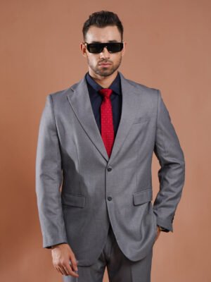 Mid Grey Self Imported Two Piece Suit (SF-077)