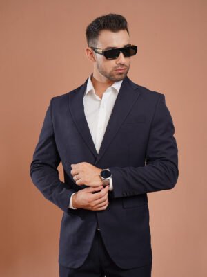 Navy Plain Imported Two Piece Suit (SF-084)