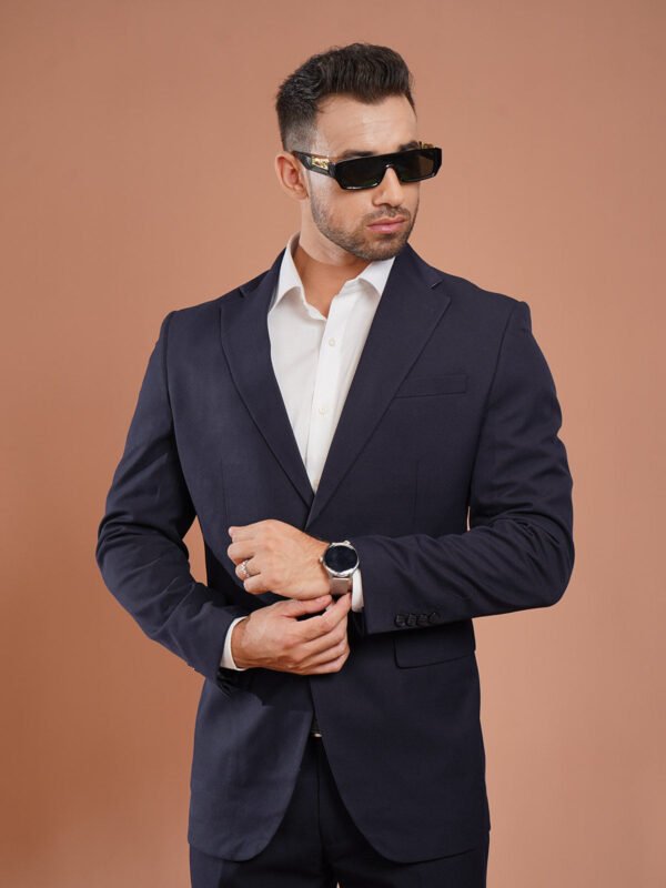 Navy Plain Imported Two Piece Suit (SF-084)