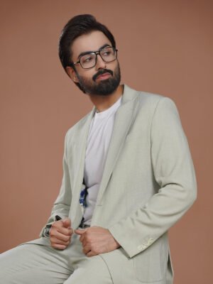 Light Green Imported Linen Two Piece Suit (SF-087)