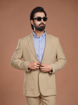 Light Brown Imported Linen Two Piece Suit (SF-088)