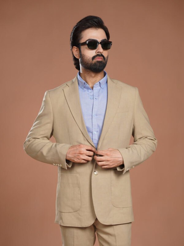 Light Brown Imported Linen Two Piece Suit (SF-088)