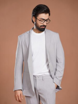 Grey Imported Linen Two Piece Suit (SF-090)