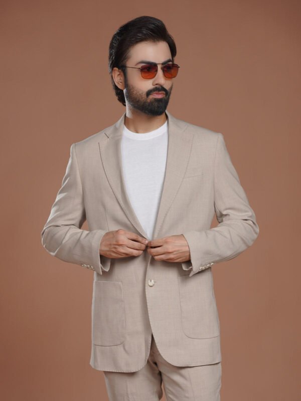 Beige Imported Linen Two Piece Suit (SF-091)