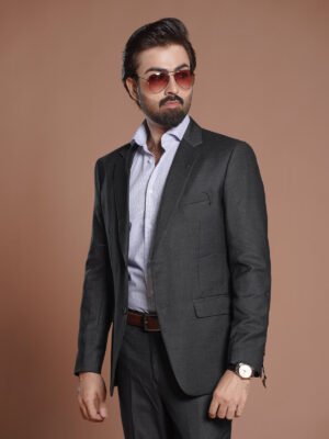 Dark Grey Self Imported Two Piece Suit (SF-092)