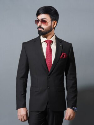Black Plain Two Piece Suit (SF-108)